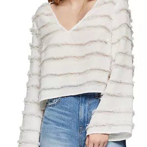 BCBGeneration V Neck Frayed Ruffle Top